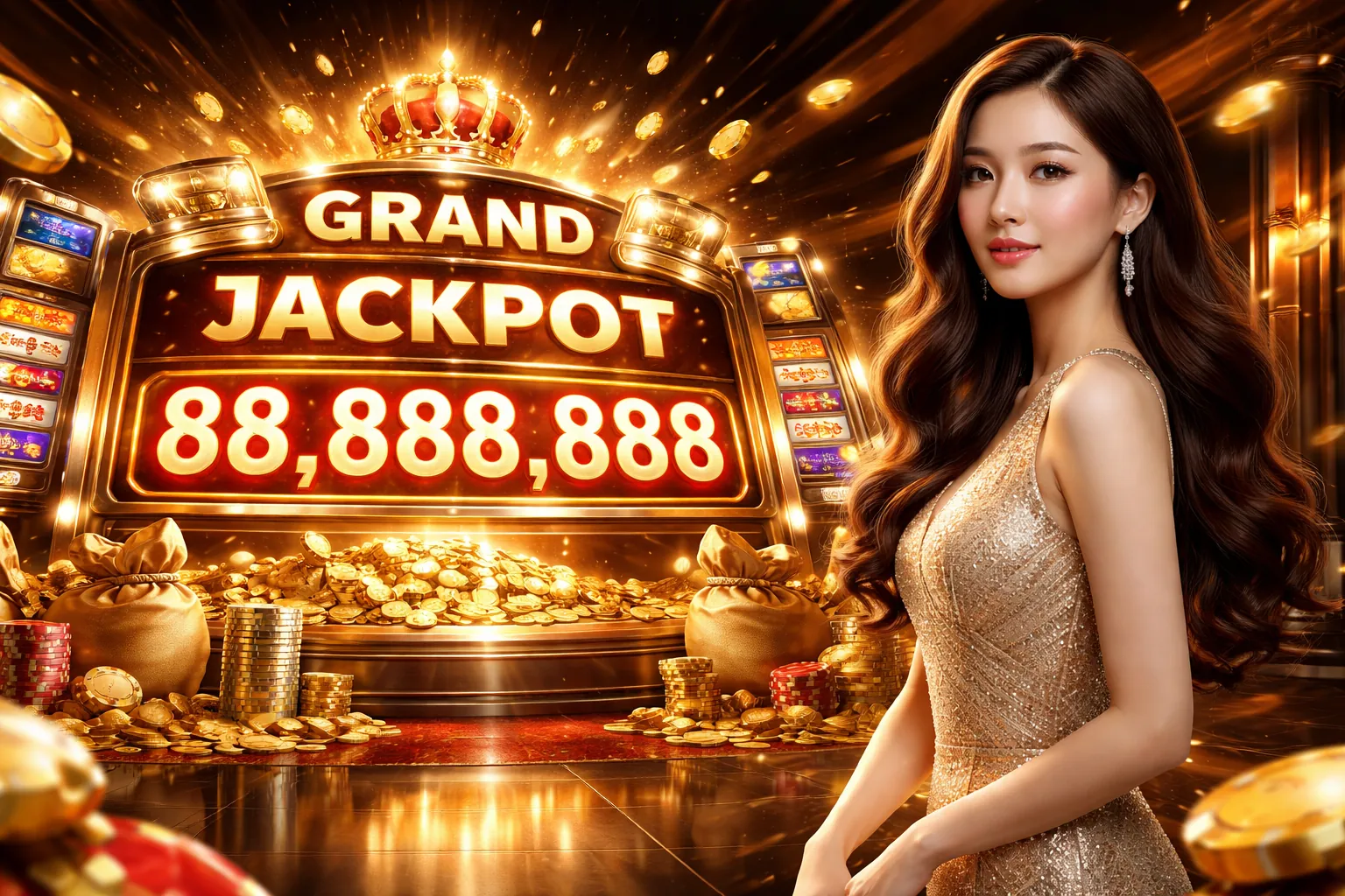 Người chơi ăn mừng chiến thắng Jackpot máy đánh bạc tại MCW678 Casino